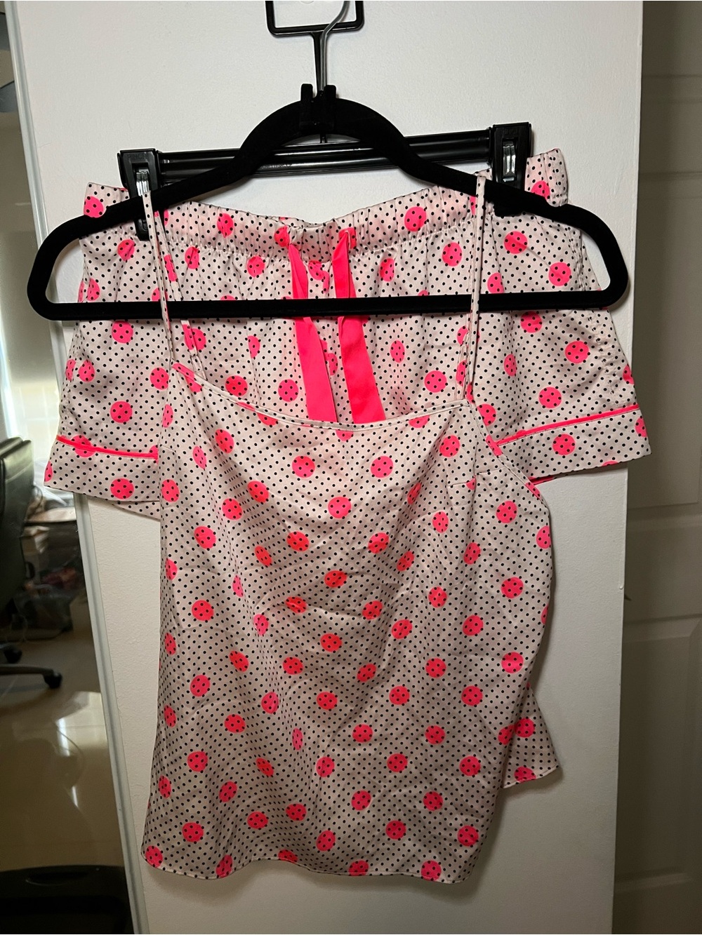 Victoria's Secret Pajama set. Adjustable tank and shorts with Pink Polka Dots